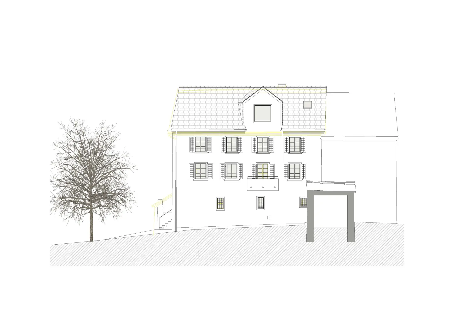 35_Umbau_Wohnhaus Ausserdorf Fläsch_Ansicht Süd